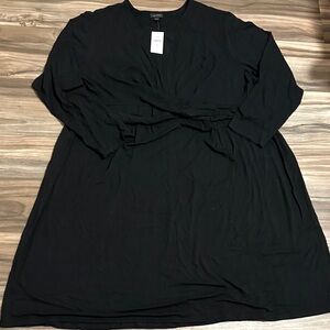 J Jill Wearever Draped Front Midi Knit Dress 4X Black NWT